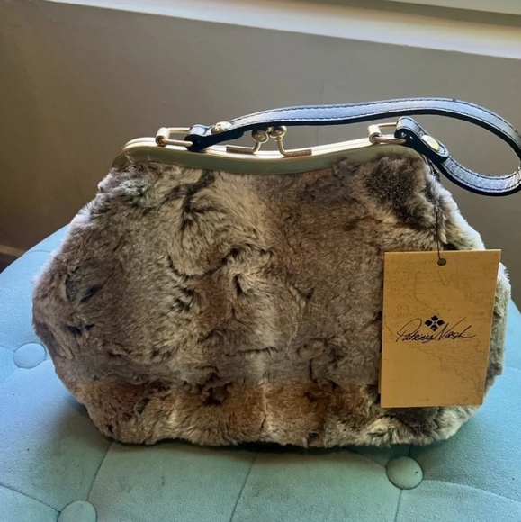 Patricia Nash Faux Fur Laureana Satchel Purse Optional Chain Crossbody - Picture 2 of 11